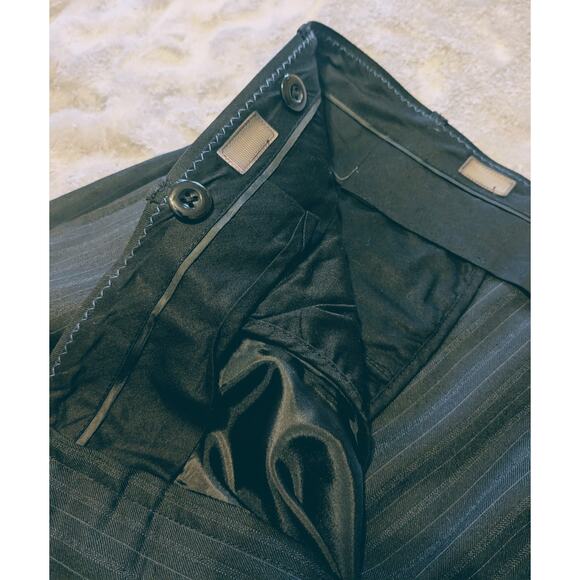 Mens Navy Pinstripe Dress Trouser Pants Blokecore Suspender Buttons Dapper 38R - Picture 6 of 7